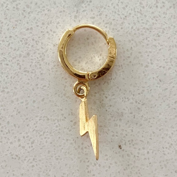 Gold Lightning Bolt Earring - Picture 1 of 4